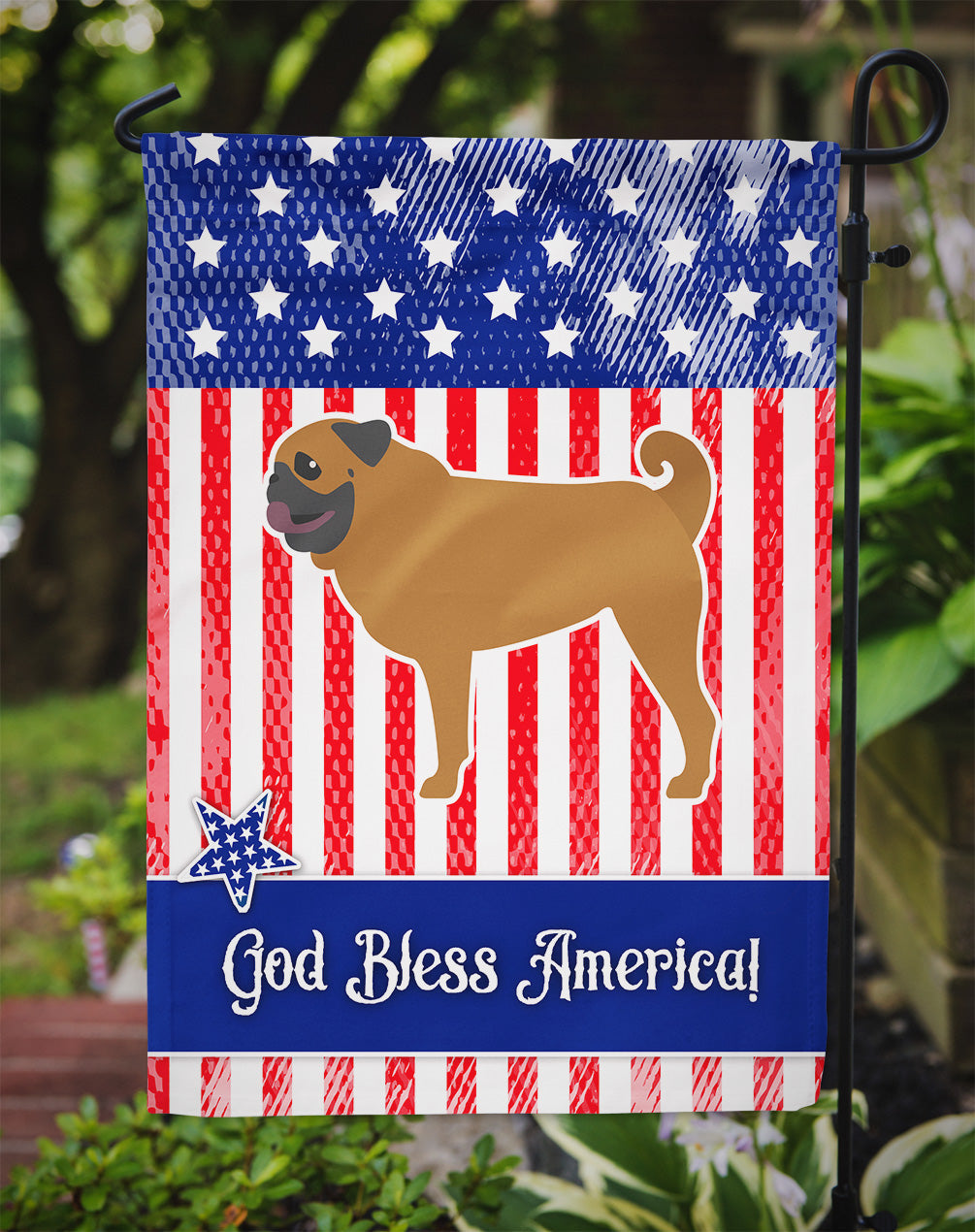 USA Patriotic Pug Garden Flag Mailbox Decorative Yard Banner Outside Patio Artwork for Flower Beds, Garden Size, Multicolor