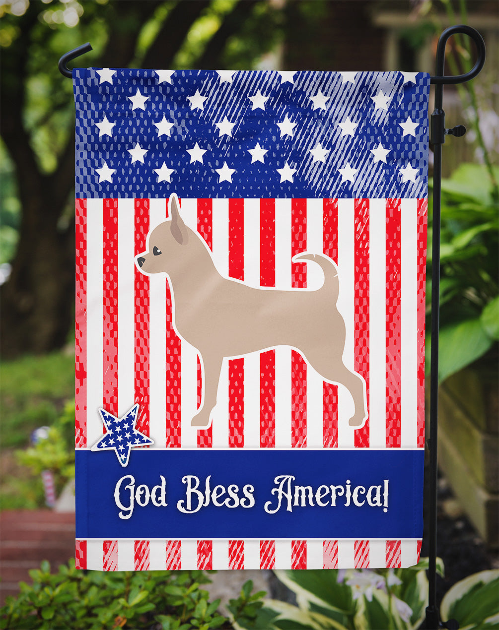 USA Patriotic Chihuahua Garden Flag Mailbox Decorative Yard Banner Outside Patio Artwork for Flower Beds, Garden Size, Multicolor