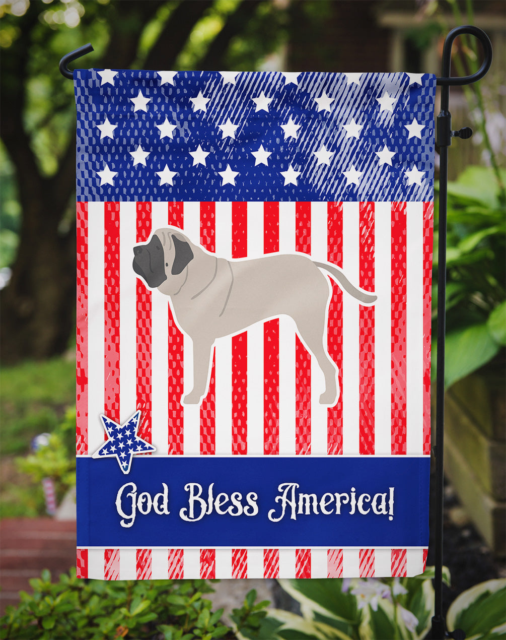 USA Patriotic English Mastiff Garden Flag Mailbox Decorative Yard Banner Outside Patio Artwork for Flower Beds, Garden Size, Multicolor