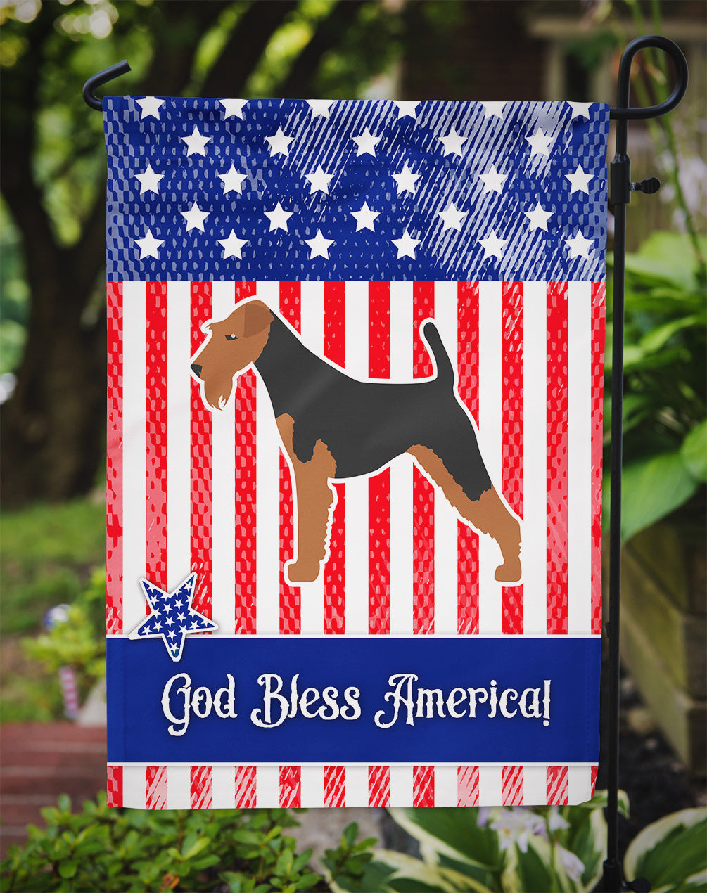 USA Patriotic Airedale Terrier Garden Flag Mailbox Decorative Yard Banner Outside Patio Artwork for Flower Beds, Garden Size, Multicolor