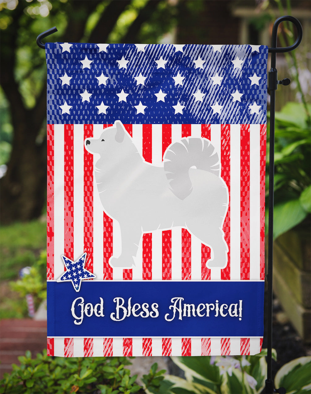 USA Patriotic Samoyed Garden Flag Mailbox Decorative Yard Banner Outside Patio Artwork for Flower Beds, Garden Size, Multicolor