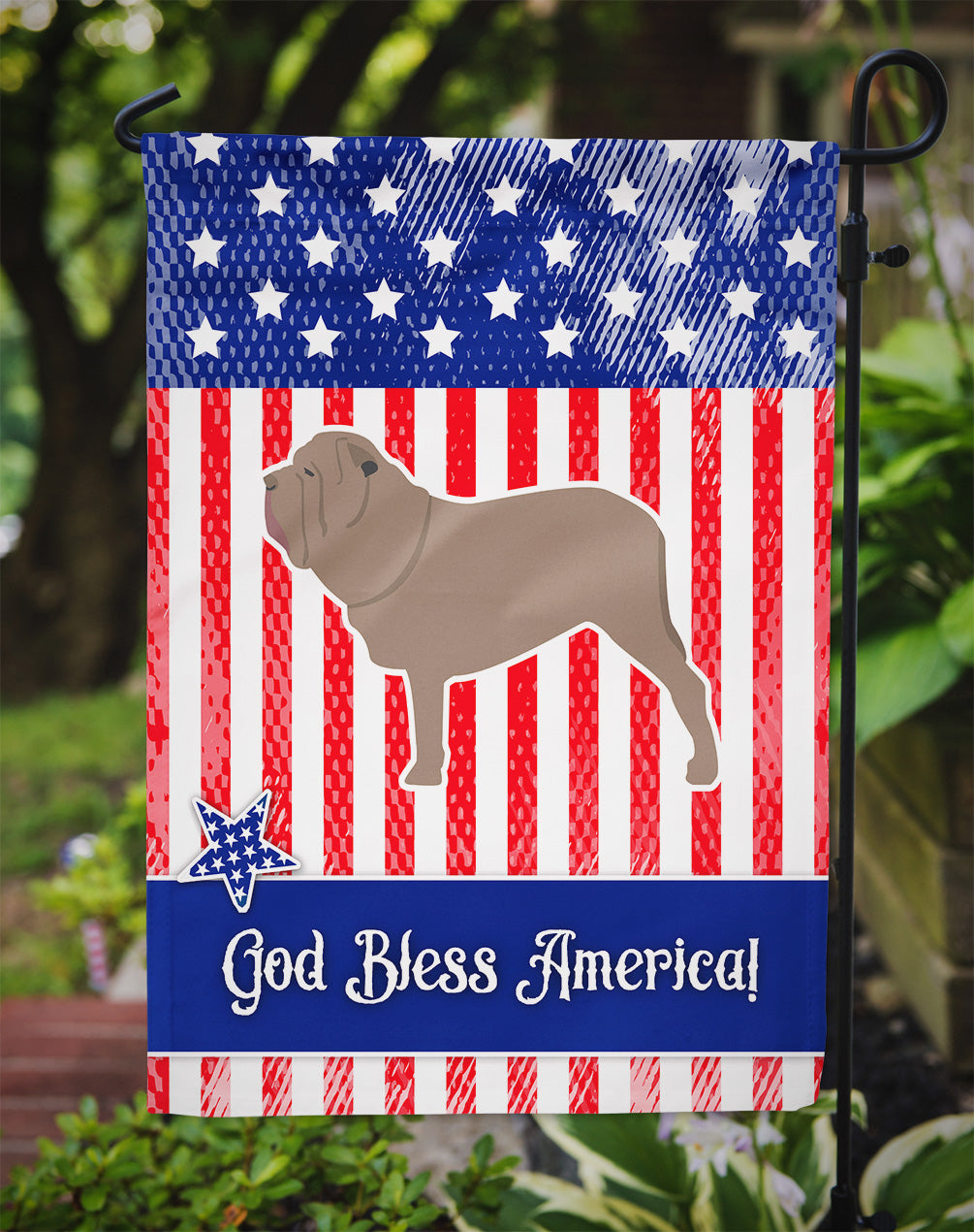 USA Patriotic Neapolitan Mastiff Garden Flag Mailbox Decorative Yard Banner Outside Patio Artwork for Flower Beds, Garden Size, Multicolor
