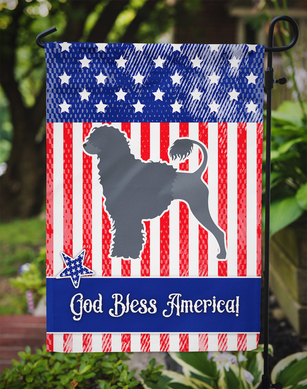 USA Patriotic Portuguese Water Dog Garden Flag Mailbox Decorative Yard Banner Outside Patio Artwork for Flower Beds, Garden Size, Multicolor