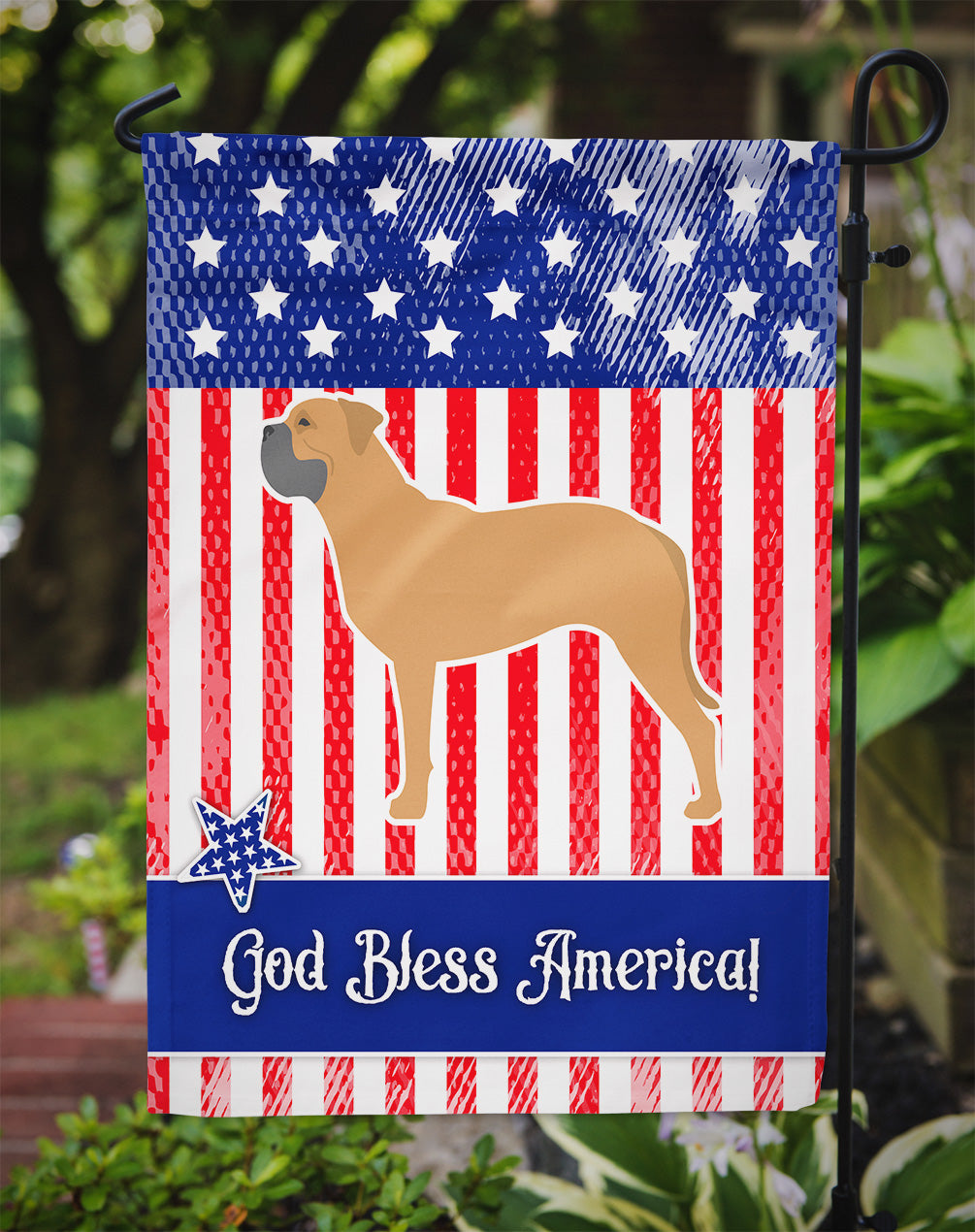 USA Patriotic Bullmastiff Garden Flag Mailbox Decorative Yard Banner Outside Patio Artwork for Flower Beds, Garden Size, Multicolor