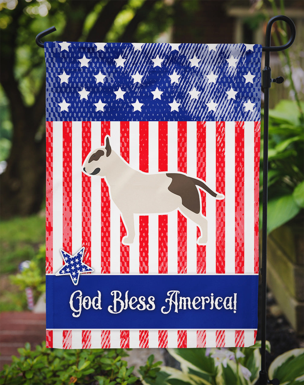 USA Patriotic Bull Terrier Garden Flag Mailbox Decorative Yard Banner Outside Patio Artwork for Flower Beds, Garden Size, Multicolor