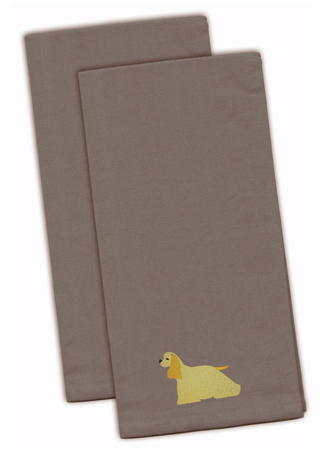 Cocker Spaniel Embroidered Kitchen Towels - Gray Decorative Dish Towels - Set of 2 BB3386GYTWE