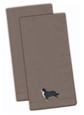 Bernese Mountain Dog Embroidered Kitchen Towels - Gray Decorative Dish Towels - Set of 2 BB3419GYTWE