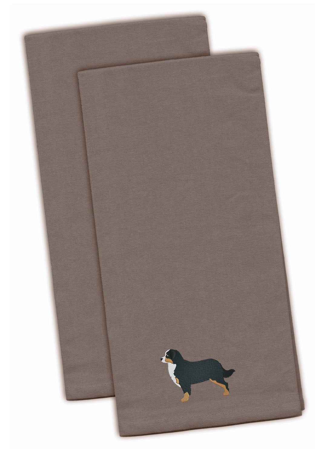 Bernese Mountain Dog Embroidered Kitchen Towels - Gray Decorative Dish Towels - Set of 2 BB3419GYTWE