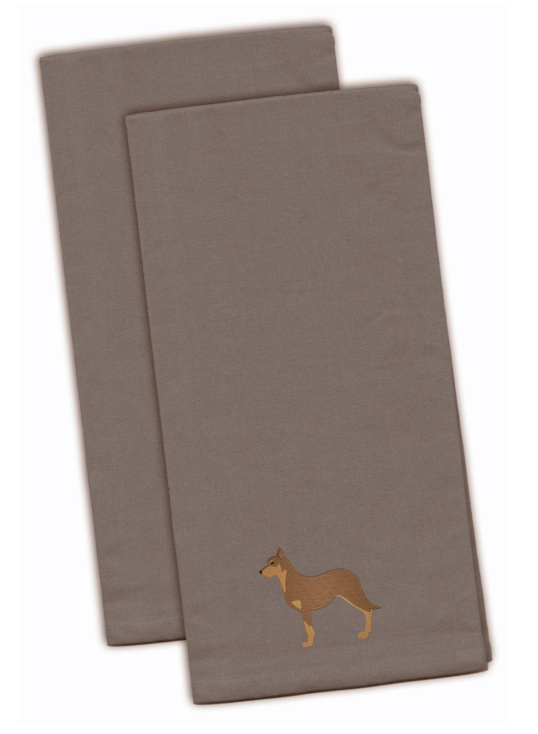 Australian Kelpie Dog Embroidered Kitchen Towels - Gray Decorative Dish Towels - Set of 2 BB3429GYTWE