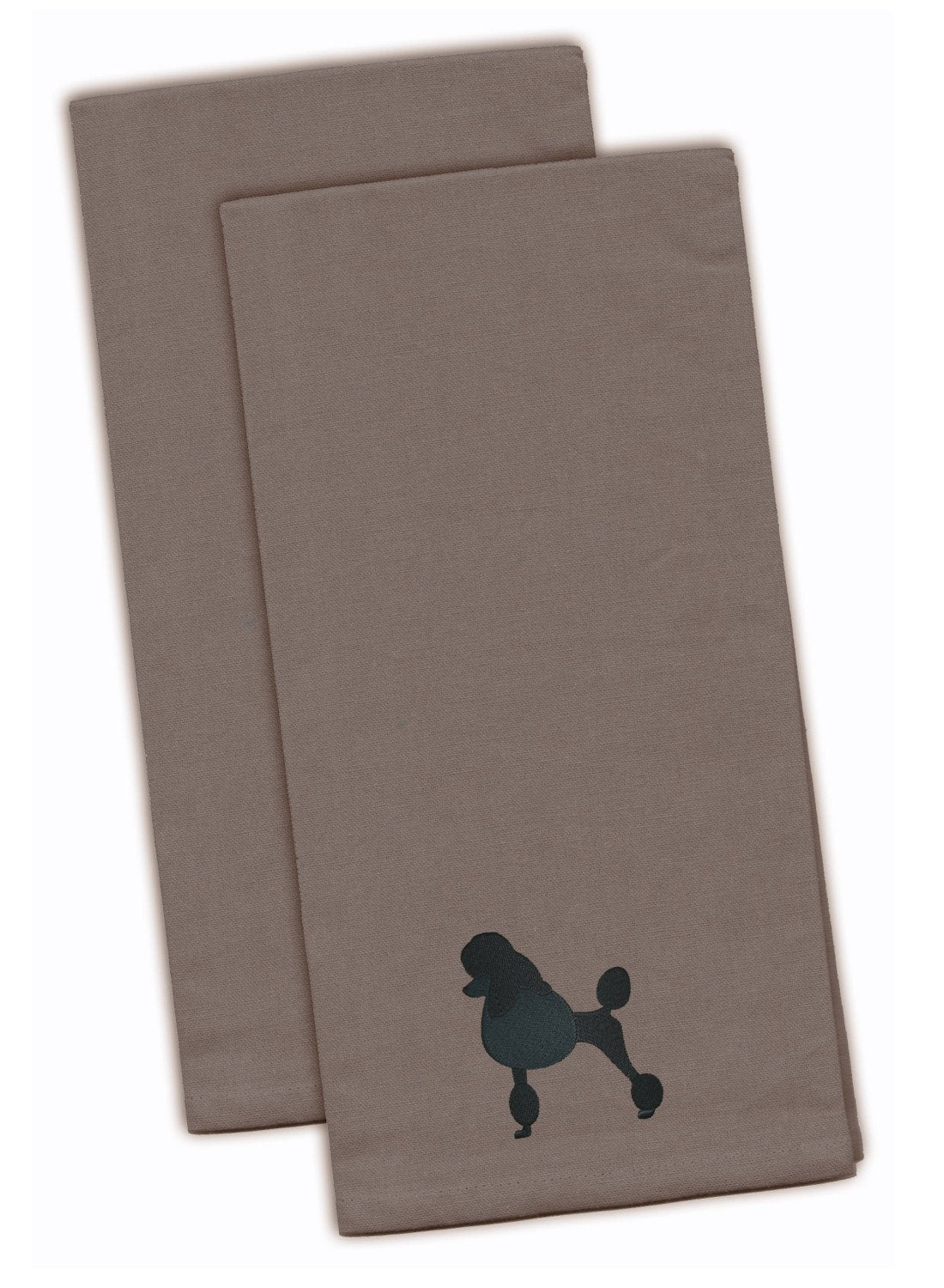 Poodle Embroidered Kitchen Towels - Gray Decorative Dish Towels - Set of 2 BB3439GYTWE