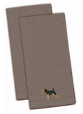 Airedale Terrier Embroidered Kitchen Towels - Gray Decorative Dish Towels - Set of 2 BB3457GYTWE