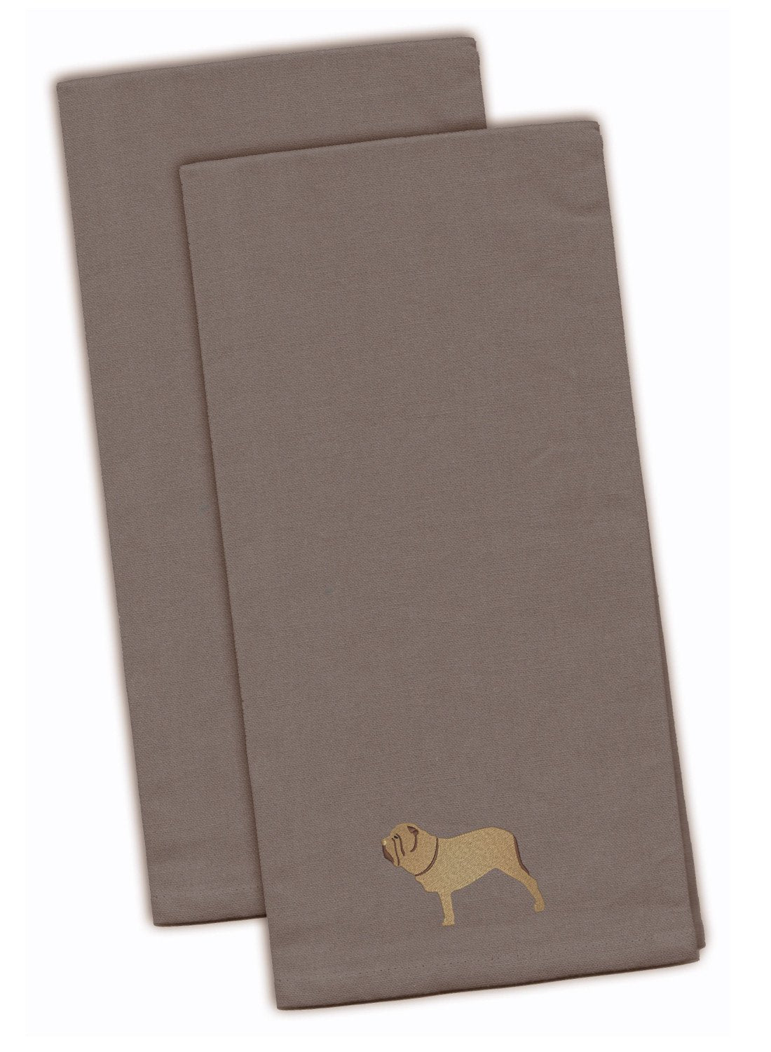 Neapolitan Mastiff Embroidered Kitchen Towels - Gray Decorative Dish Towels - Set of 2 BB3465GYTWE