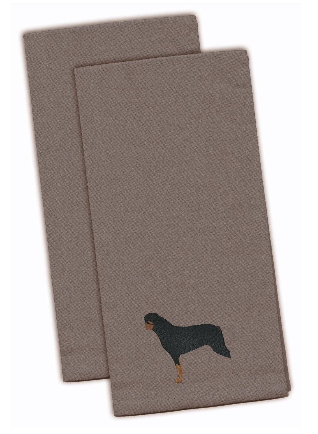 Rottweiler Embroidered Kitchen Towels - Gray Decorative Dish Towels - Set of 2 BB3466GYTWE