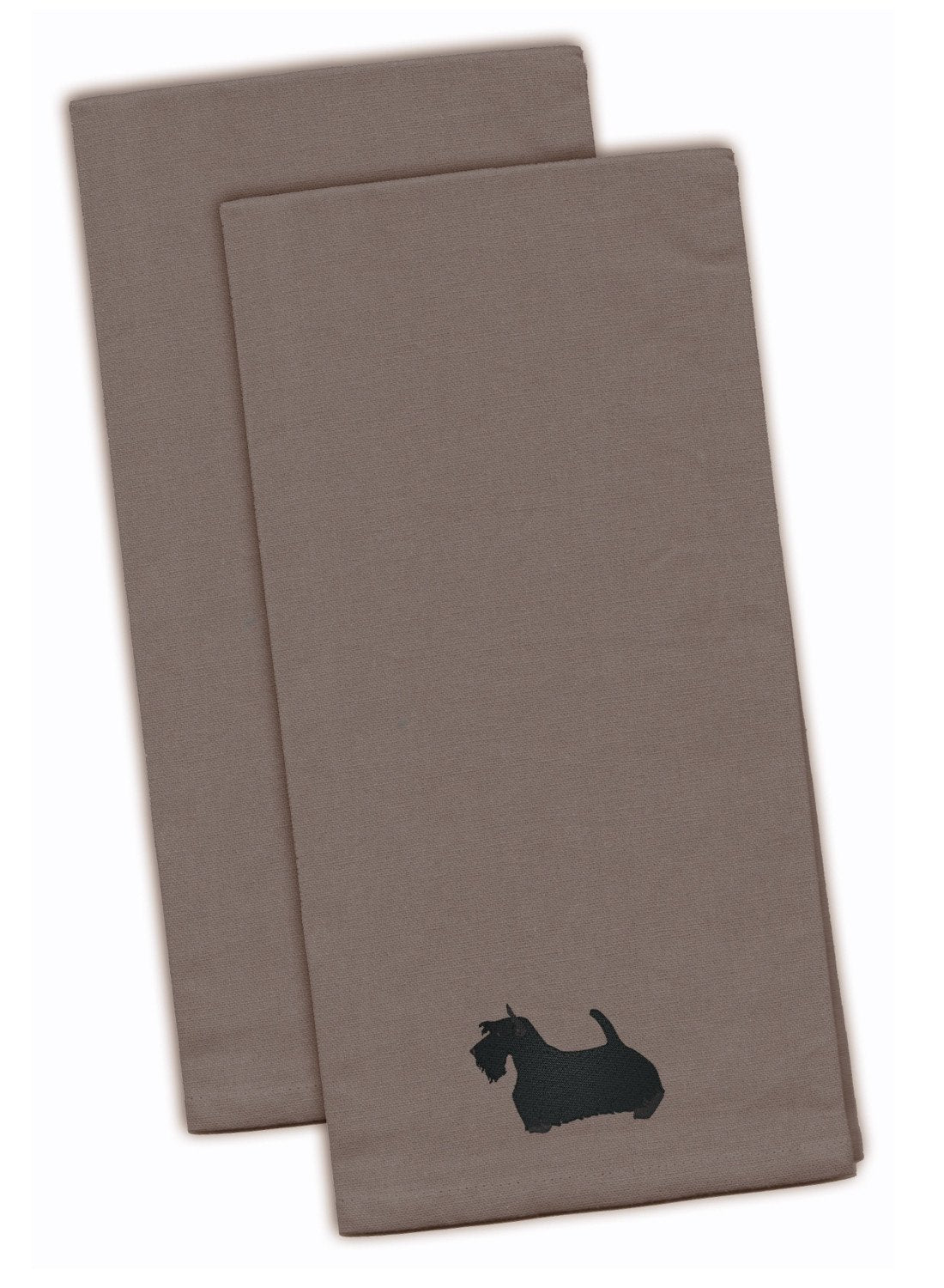 Scottish Terrier Embroidered Kitchen Towels - Gray Decorative Dish Towels - Set of 2 BB3469GYTWE