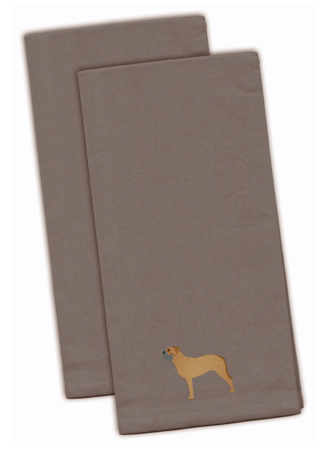 Bullmastiff Embroidered Kitchen Towels - Gray Decorative Dish Towels - Set of 2 BB3471GYTWE