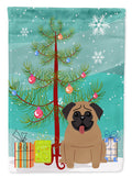 Merry Christmas Tree Pug Brown Garden Flag Mailbox Decorative Yard Banner Outside Patio Artwork for Flower Beds, Garden Size, Multicolor