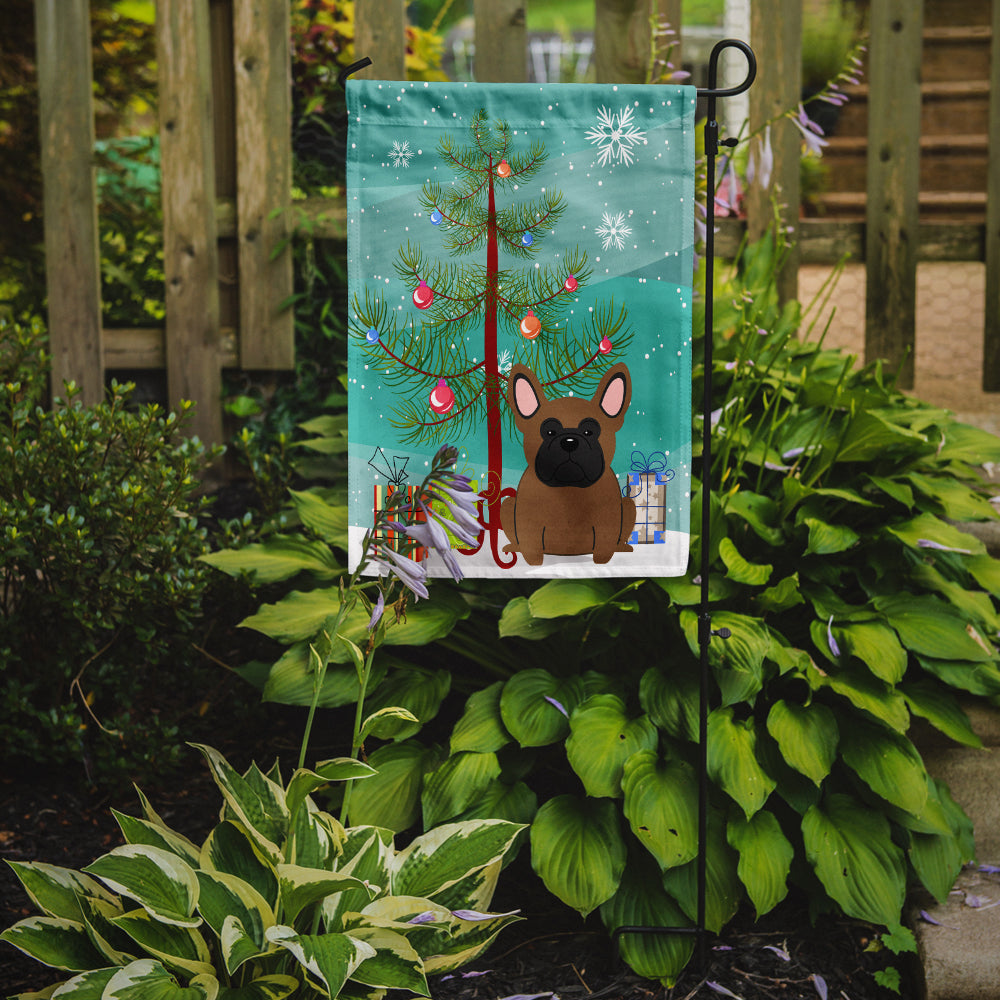 Merry Christmas Tree French Bulldog Brown Garden Flag Mailbox Decorative Yard Banner Outside Patio Artwork for Flower Beds, Garden Size, Multicolor