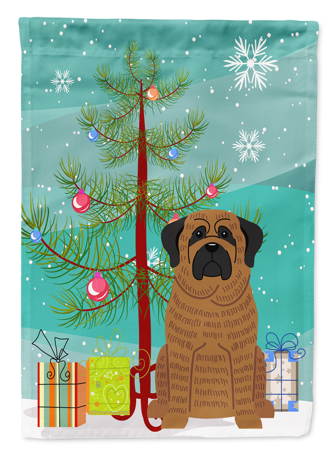 Merry Christmas Tree Mastiff Brindle Garden Flag Mailbox Decorative Yard Banner Outside Patio Artwork for Flower Beds, Garden Size, Multicolor