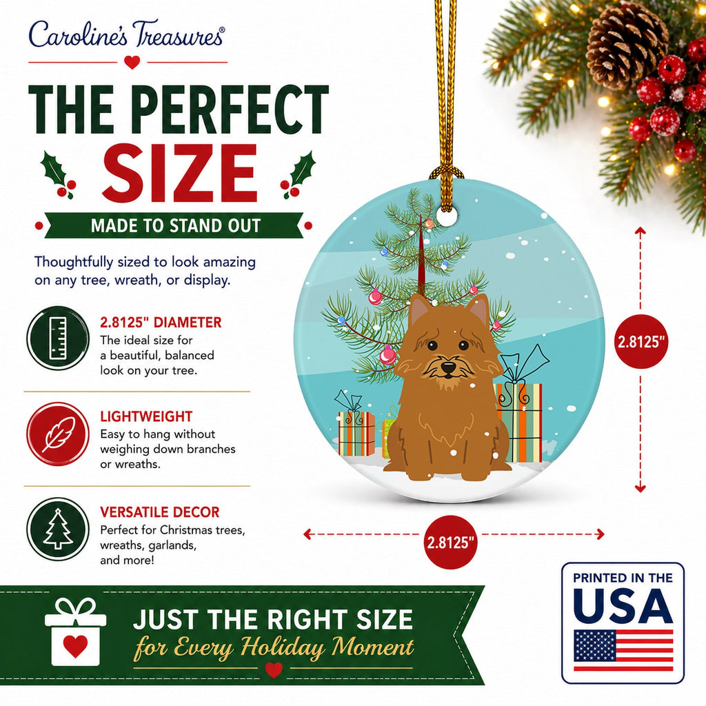 Merry Christmas Tree Norwich Terrier Ceramic Ornament Christmas Tree Hanging Decorations for Home Christmas Holiday, Party, Gift, 3 in, Multicolor