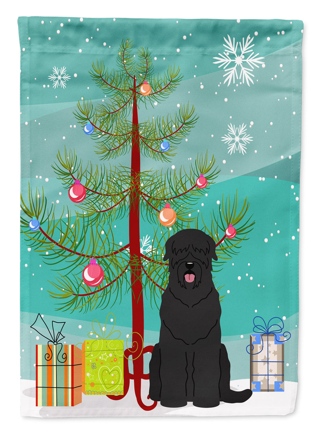Merry Christmas Tree Black Russian Terrier Garden Flag Mailbox Decorative Yard Banner Outside Patio Artwork for Flower Beds, Garden Size, Multicolor