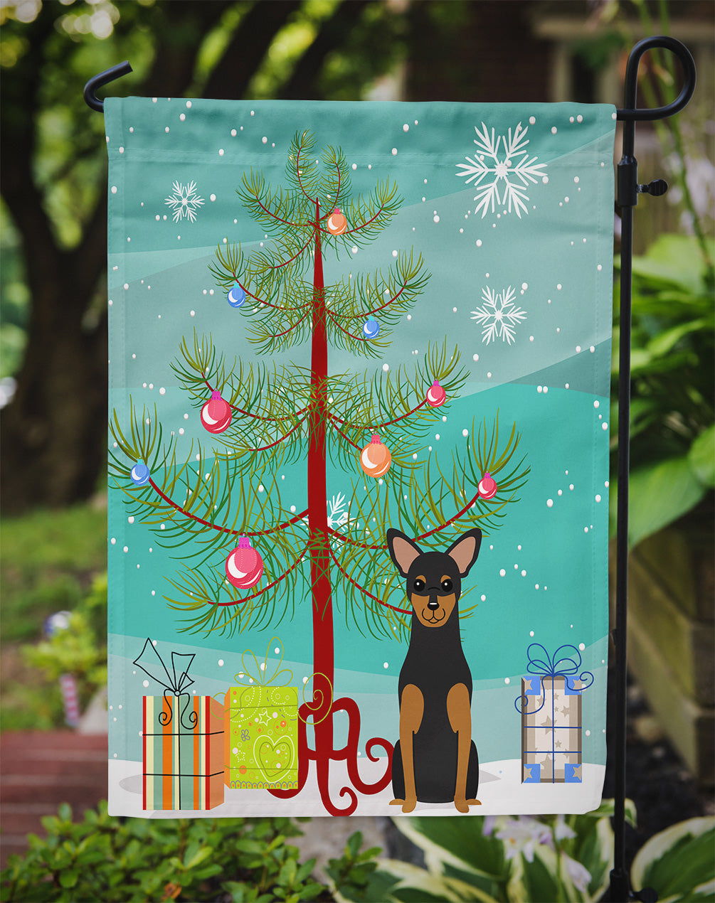 Merry Christmas Tree Manchester Terrier Garden Flag Mailbox Decorative Yard Banner Outside Patio Artwork for Flower Beds, Garden Size, Multicolor