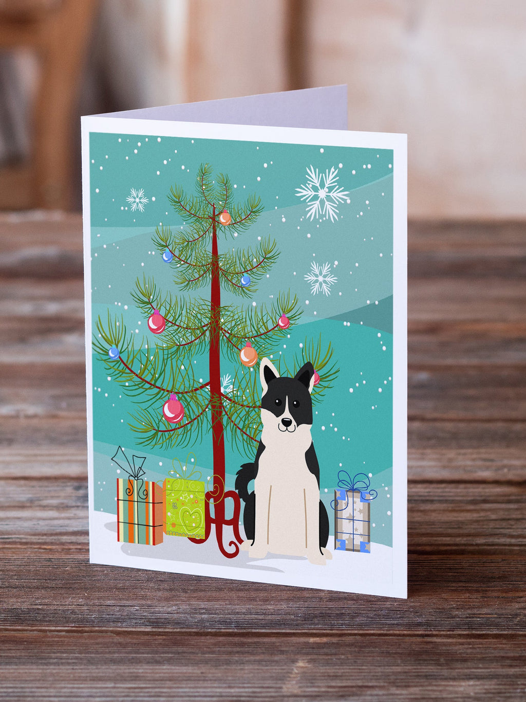 Merry Christmas Tree Russo-European Laika Spitz Greeting Cards Pack of 8 Blank Cards with Envelopes Whimsical A7 Size 5x7