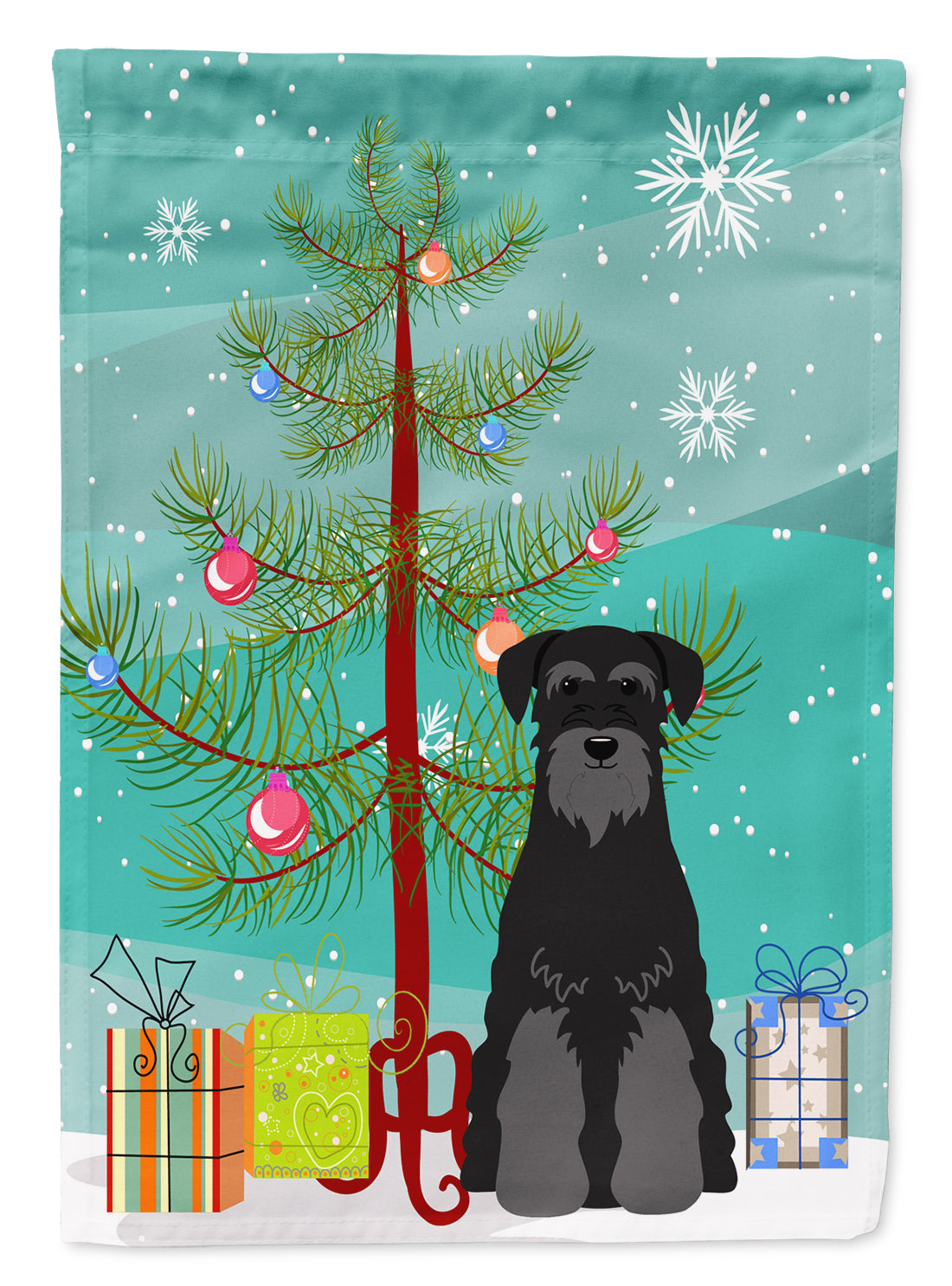 Merry Christmas Tree Standard Schnauzer Black Garden Flag Mailbox Decorative Yard Banner Outside Patio Artwork for Flower Beds, Garden Size, Multicolor
