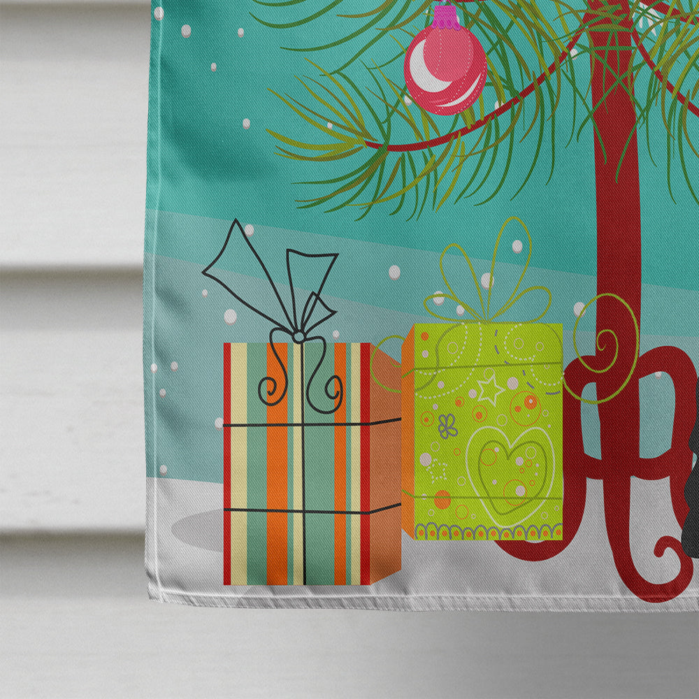 Merry Christmas Tree Standard Schnauzer Salt and Pepper House Flag 28x40 Porch Sleeve Pole Decorative Outside Yard Banner Artwork Wall Hanging, Polyester