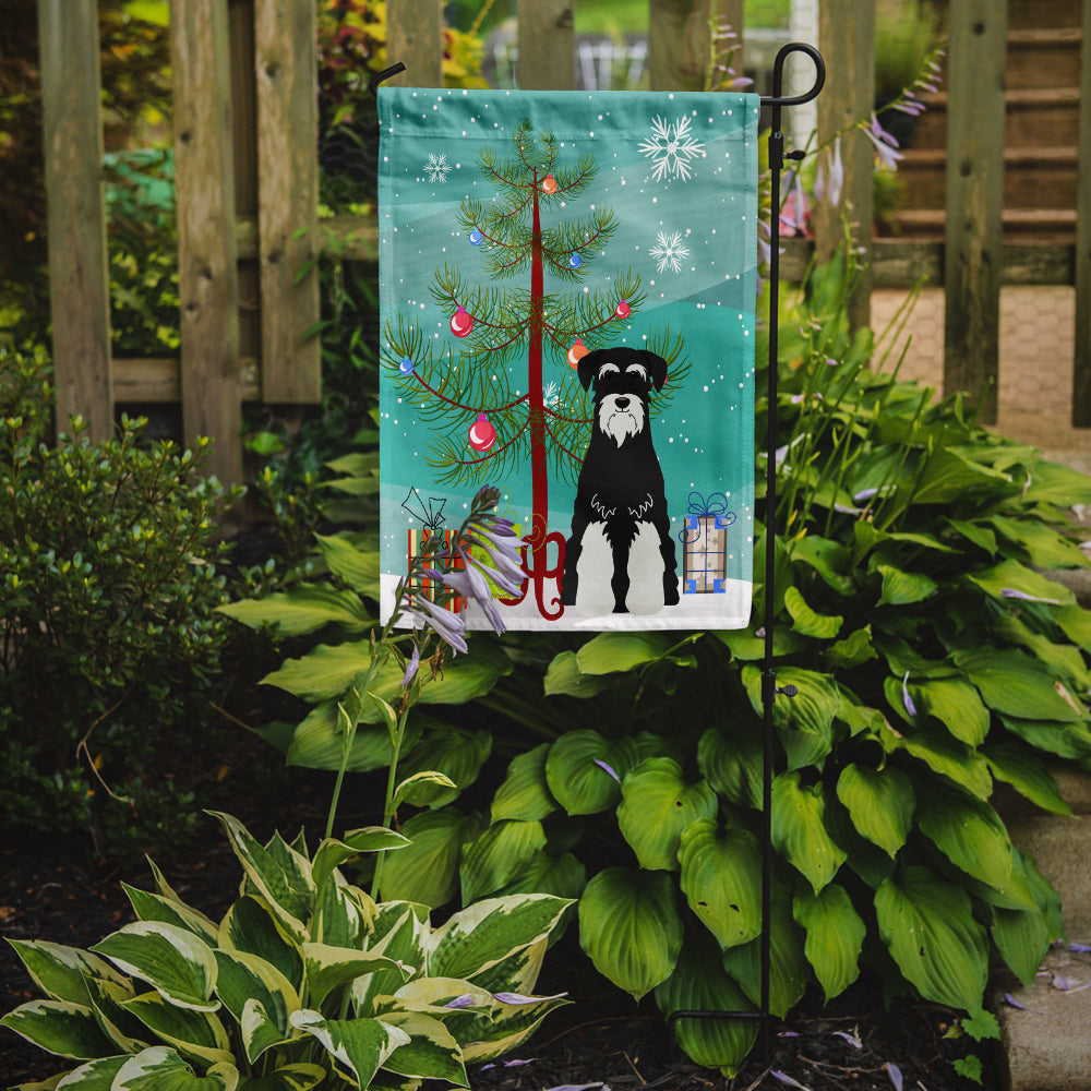 Merry Christmas Tree Standard Schnauzer Salt and Pepper Garden Flag Mailbox Decorative Yard Banner Outside Patio Artwork for Flower Beds, Garden Size, Multicolor