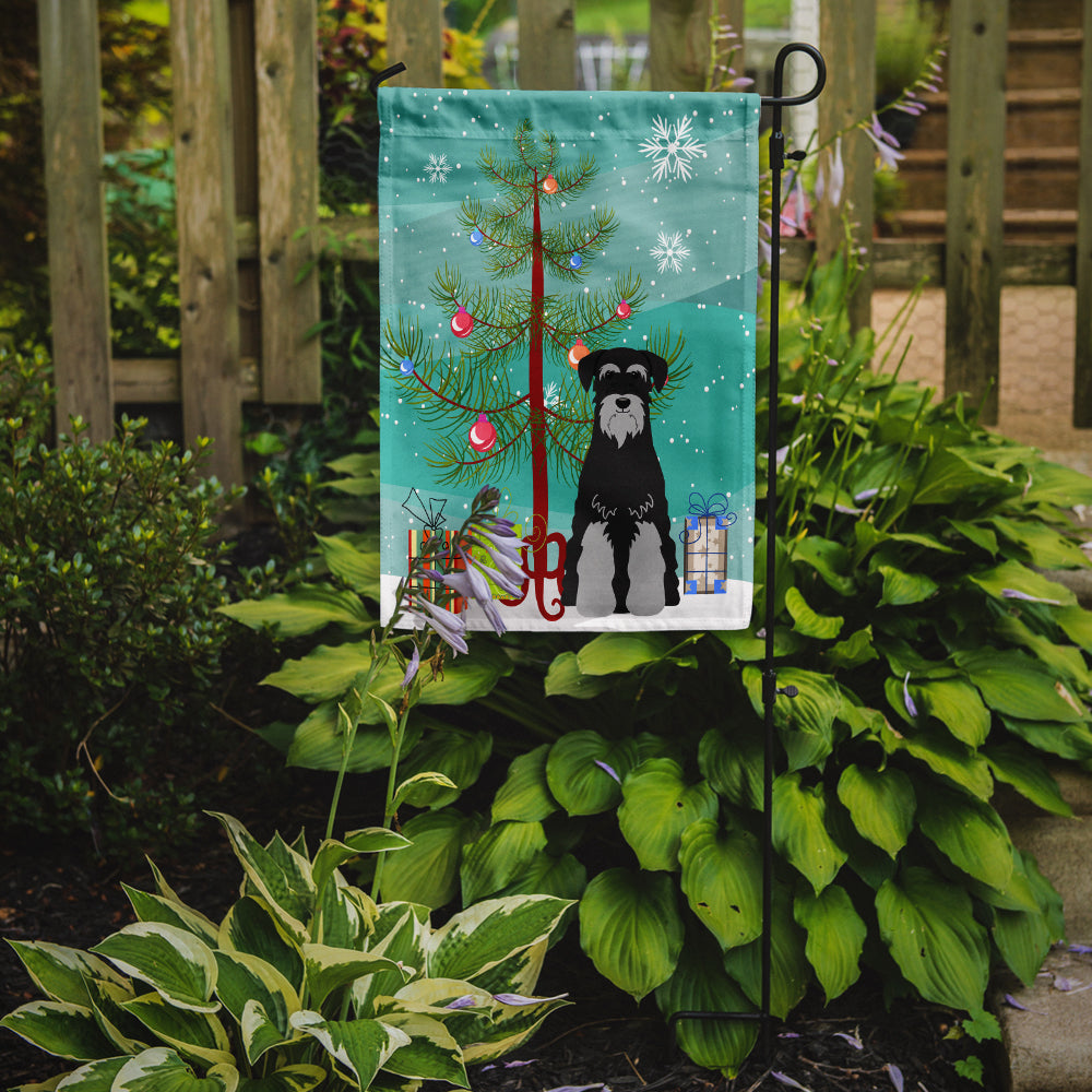 Merry Christmas Tree Standard Schnauzer Black Grey Garden Flag Mailbox Decorative Yard Banner Outside Patio Artwork for Flower Beds, Garden Size, Multicolor