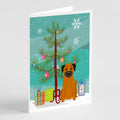 Merry Christmas Tree Border Terrier Greeting Cards Pack of 8 Blank Cards with Envelopes Whimsical A7 Size 5x7