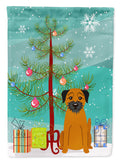 Merry Christmas Tree Border Terrier Garden Flag Mailbox Decorative Yard Banner Outside Patio Artwork for Flower Beds, Garden Size, Multicolor