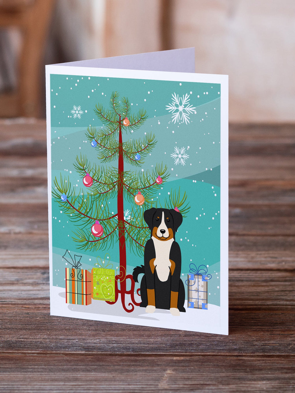 Merry Christmas Tree Appenzeller Sennenhund Greeting Cards Pack of 8 Blank Cards with Envelopes Whimsical A7 Size 5x7