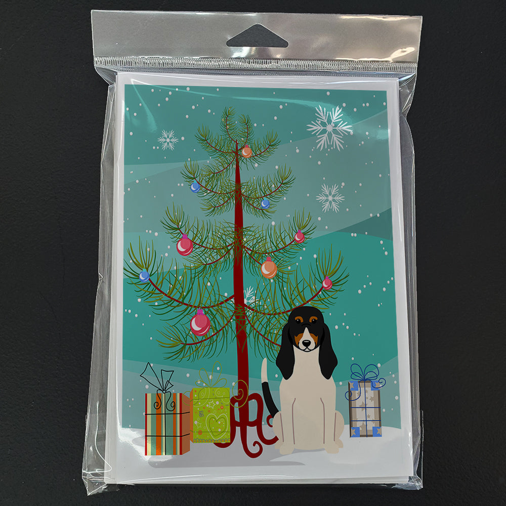 Merry Christmas Tree Swiss Hound Greeting Cards Pack of 8 Blank Cards with Envelopes Whimsical A7 Size 5x7