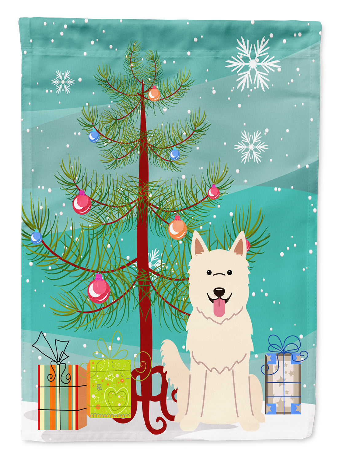 Merry Christmas Tree White German Shepherd Garden Flag Mailbox Decorative Yard Banner Outside Patio Artwork for Flower Beds, Garden Size, Multicolor