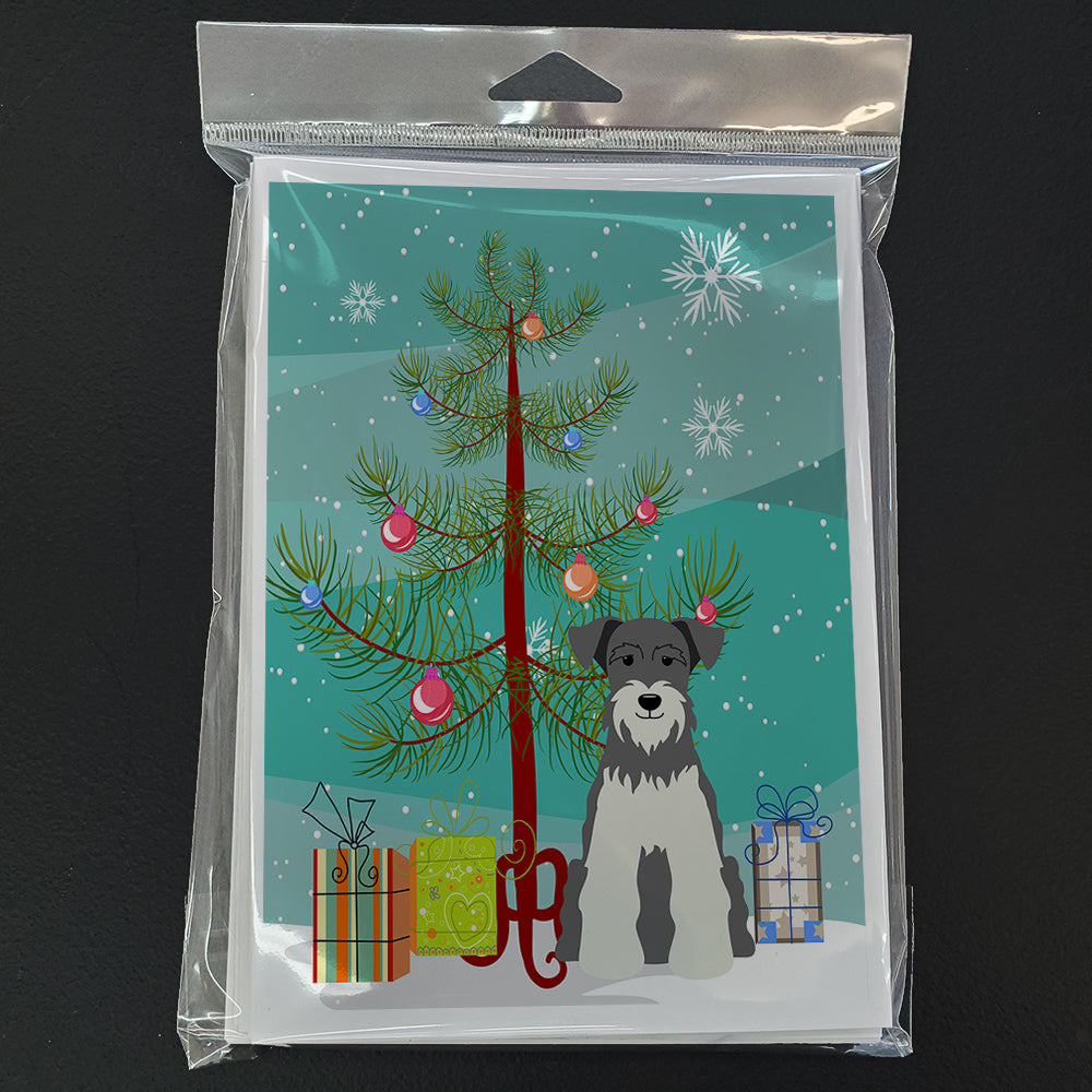 Merry Christmas Tree Miniature Schnauzer Salt and Pepper Greeting Cards Pack of 8 Blank Cards with Envelopes Whimsical A7 Size 5x7