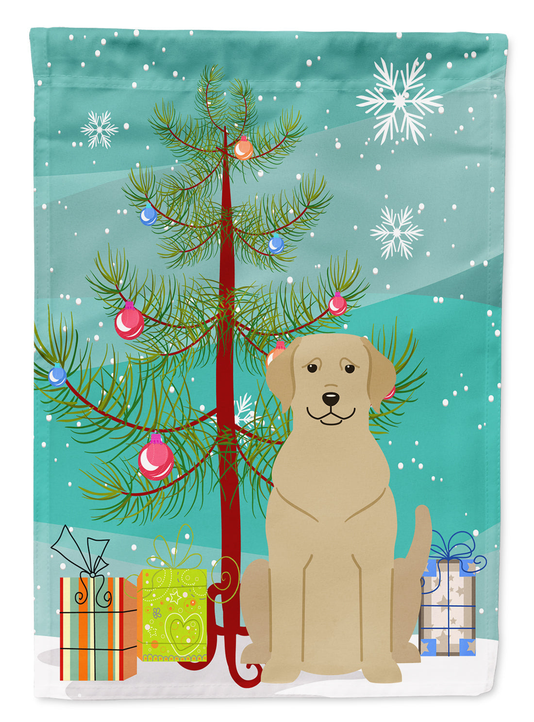 Merry Christmas Tree Yellow Labrador Garden Flag Mailbox Decorative Yard Banner Outside Patio Artwork for Flower Beds, Garden Size, Multicolor