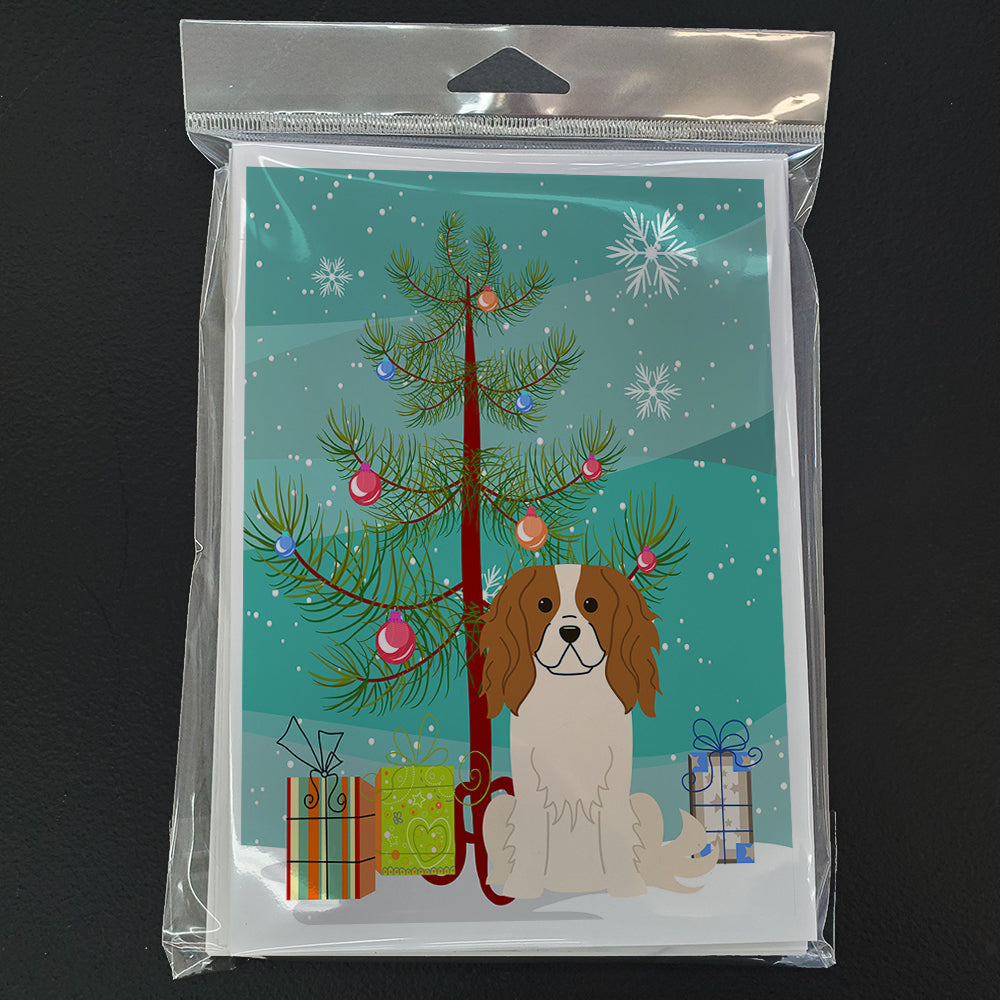 Merry Christmas Tree Cavalier Spaniel Greeting Cards Pack of 8 Blank Cards with Envelopes Whimsical A7 Size 5x7