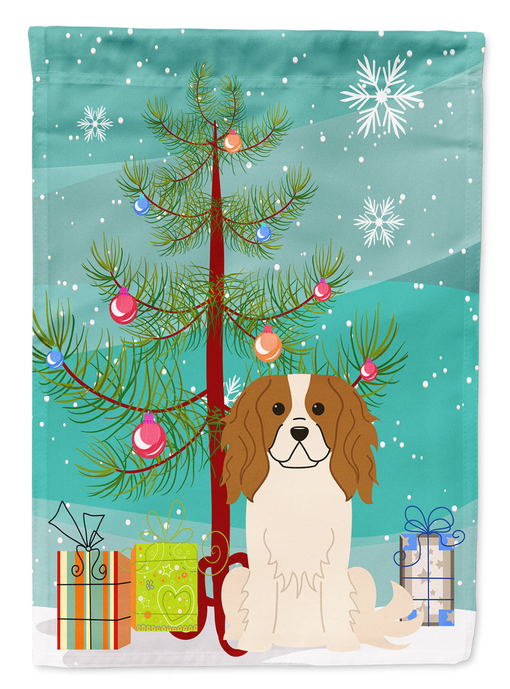 Merry Christmas Tree Cavalier Spaniel Garden Flag Mailbox Decorative Yard Banner Outside Patio Artwork for Flower Beds, Garden Size, Multicolor