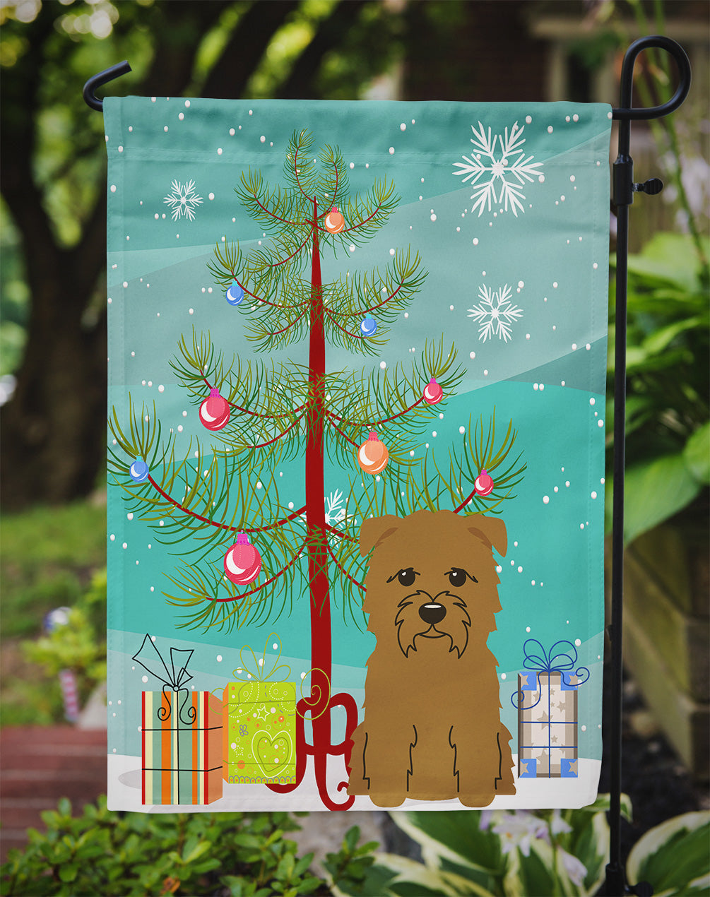 Merry Christmas Tree Glen of Imal Tan Garden Flag Mailbox Decorative Yard Banner Outside Patio Artwork for Flower Beds, Garden Size, Multicolor