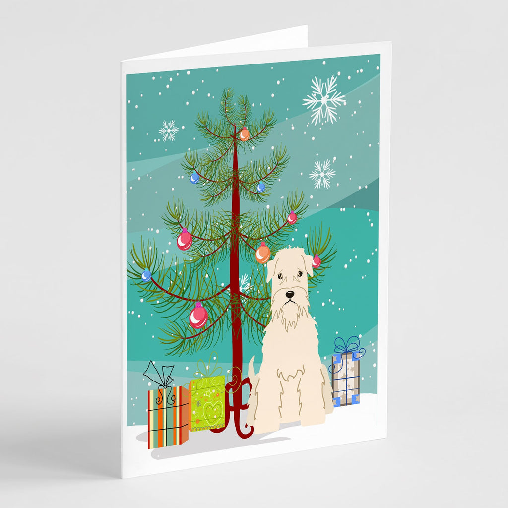 Merry Christmas Tree Soft Coated Wheaten Terrier Greeting Cards Pack of 8 Blank Cards with Envelopes Whimsical A7 Size 5x7