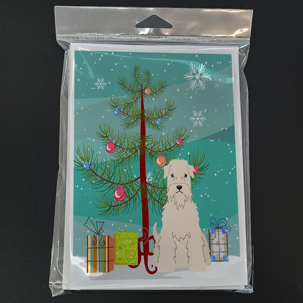 Merry Christmas Tree Soft Coated Wheaten Terrier Greeting Cards Pack of 8 Blank Cards with Envelopes Whimsical A7 Size 5x7