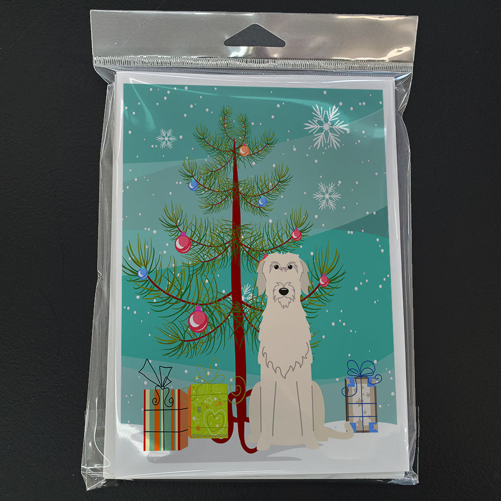 Merry Christmas Tree Irish Wolfhound Greeting Cards Pack of 8 Blank Cards with Envelopes Whimsical A7 Size 5x7