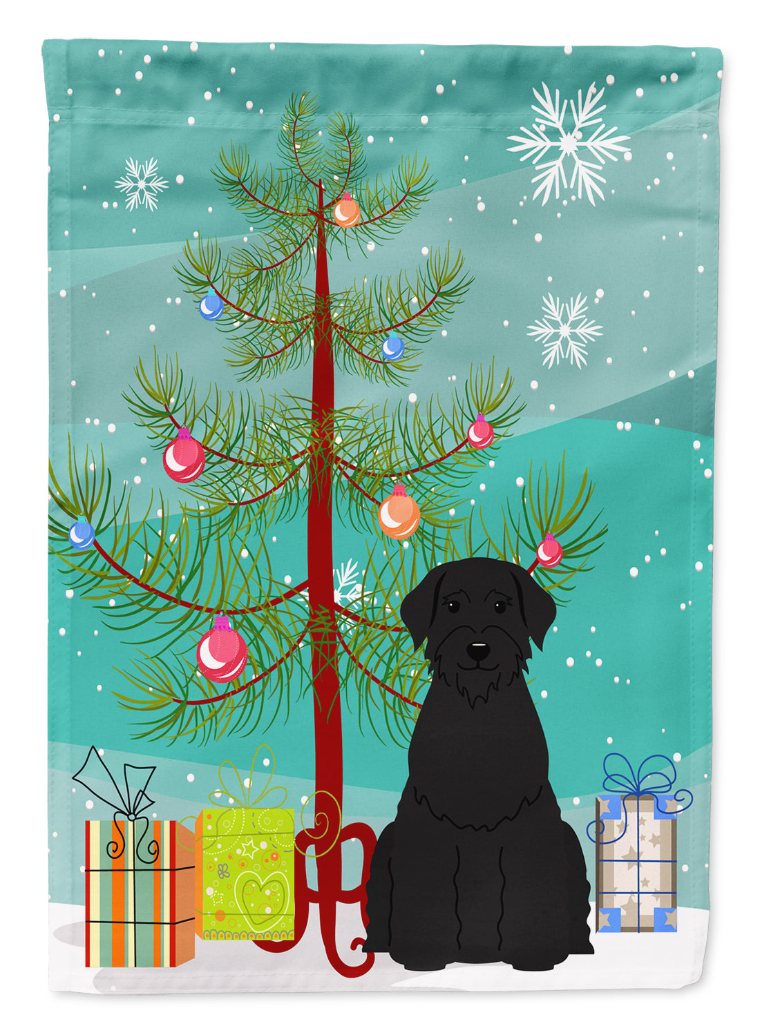 Merry Christmas Tree Giant Schnauzer Garden Flag Mailbox Decorative Yard Banner Outside Patio Artwork for Flower Beds, Garden Size, Multicolor