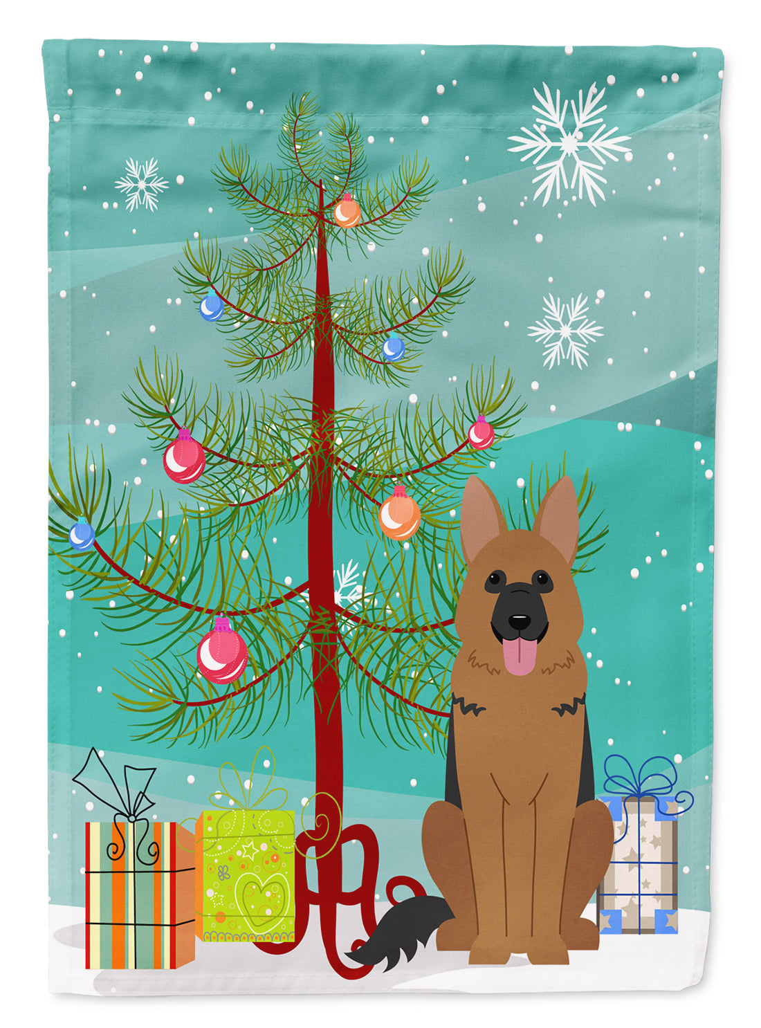 Merry Christmas Tree German Shepherd Garden Flag Mailbox Decorative Yard Banner Outside Patio Artwork for Flower Beds, Garden Size, Multicolor