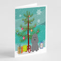 Merry Christmas Tree Poodle Silver Greeting Cards Pack of 8 Blank Cards with Envelopes Whimsical A7 Size 5x7