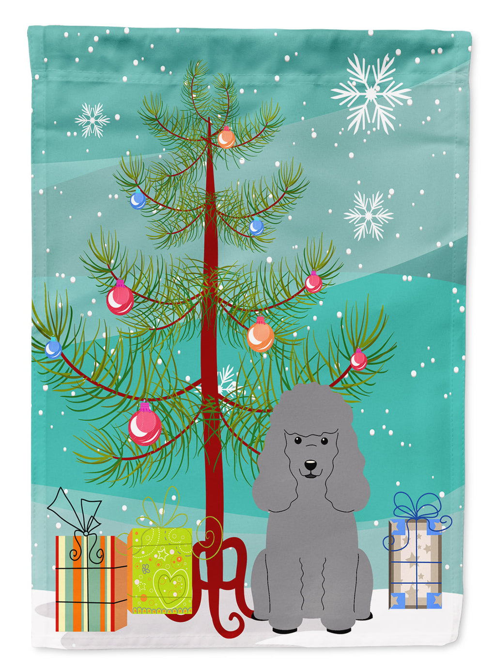 Merry Christmas Tree Poodle Silver Garden Flag Mailbox Decorative Yard Banner Outside Patio Artwork for Flower Beds, Garden Size, Multicolor