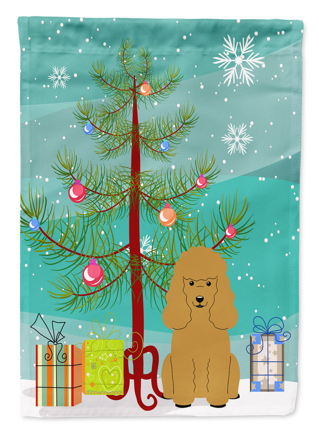 Merry Christmas Tree Poodle Tan Garden Flag Mailbox Decorative Yard Banner Outside Patio Artwork for Flower Beds, Garden Size, Multicolor