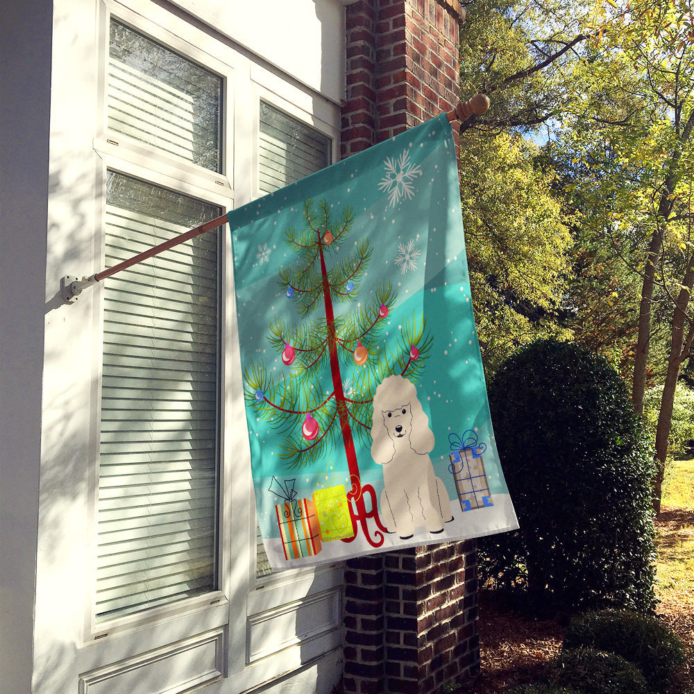 Merry Christmas Tree Poodle White House Flag 28x40 Porch Sleeve Pole Decorative Outside Yard Banner Artwork Wall Hanging, Polyester