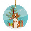 Merry Christmas Tree Brittany Spaniel Ceramic Ornament Christmas Tree Hanging Decorations for Home Christmas Holiday, Party, Gift, 3 in, Multicolor